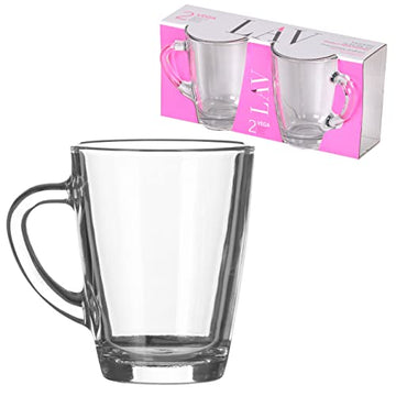 250ml Set of 2 Glass Tea Coffee Mug Kitchen