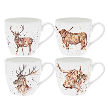 Wildlife Animals 4-Set Country Life Fine China Coffee Cups