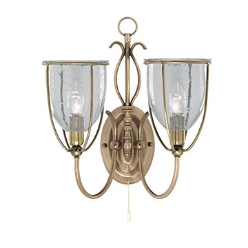 Silhouette 2 Light Antique Brass & Glass Wall Light