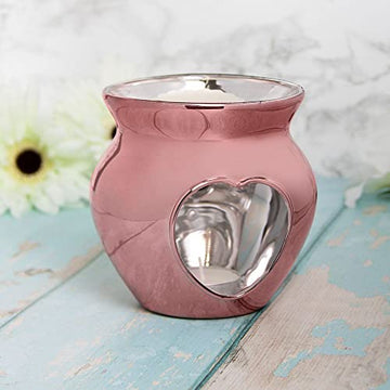 Pink Polished Glass Heart Wax/Oil Warmer