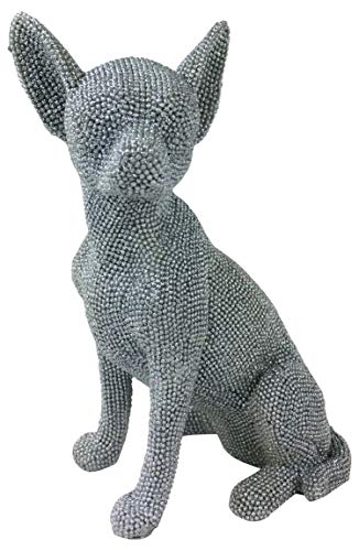 Silver Diamante Sitting Chihuahua Display Figurine