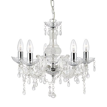 5 Light Marie Therese Style Clear Glass & Acrylic Chandelier