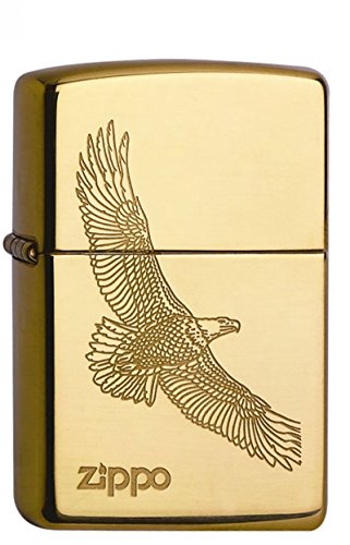 Zippo Lighter Eagle Laser Engraved High Polish Brass
