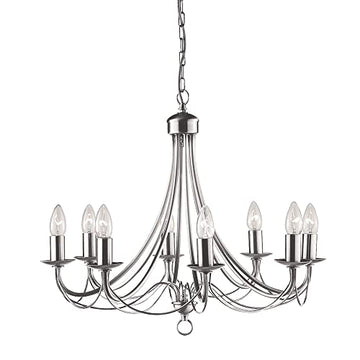Maypole 8 Light Satin Silver Chandelier