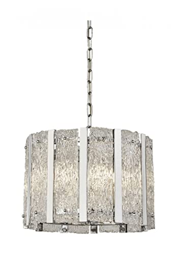 Alexandra 5 Light Satin Silver With Aquatex Glass Pendant