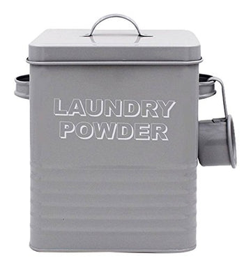 Grey Laundry Powder Storage Tin