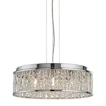 Elise 7 Light Chrome & Crystal Semi Flush Pendant