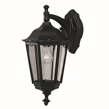 Alex Silk Black Metal & Glass IP44 Wall Downlight