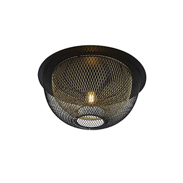 Honeycomb Black & Gold Mesh Flush Ceiling Light