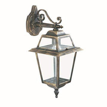 New Orleans Aluminium Black Gold Outdoor Wall Bracket With Clear Glass Panels