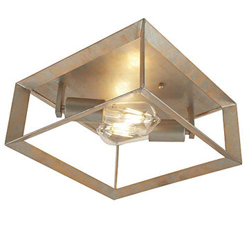 Heaton 2 Light Ceiling Light Brushed Silver Gold Finish
