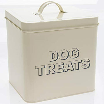 Cream Dog Food Treats Storage Tin