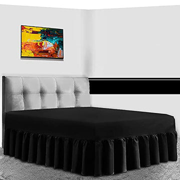 24" Deep Black Luxury Non-Iron Percale Cotton Valance Sheet - King