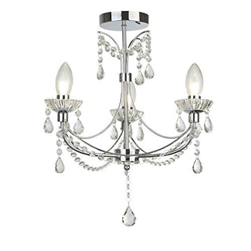 Autumn 3 Light Chrome & Crystal Glass Bathroom Chandelier
