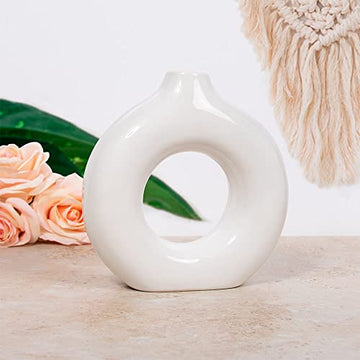 18 cm Donut Vase Nude Ceramic Glossy Nordic Style Decor