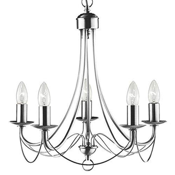 Maypole 5 Light Satin Silver Chandelier