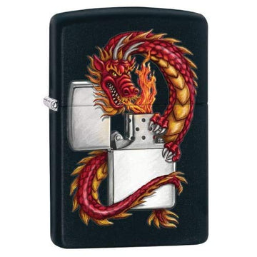 Zippo Genuine Dragon Black Matte Windproof Flame Lighter