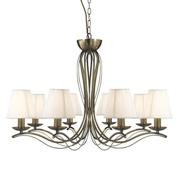 Pernette 8 Light Antique Brass & Cream Shades Chandelier