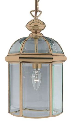 Bevelled Lantern Antique Brass & Glass Domed Pendant