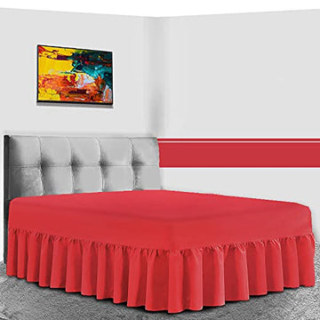 24" Deep Red Luxury Non-Iron Percale Cotton Valance Sheet - Single