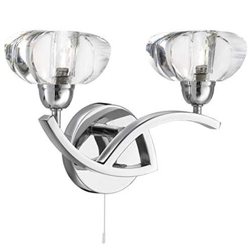 Sculptured Ice II 2 Light Chrome & Glass Wall Light
