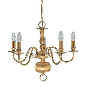 Flemish 5 Lights Antique Brass Chandelier