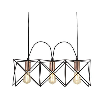 Anthea 3 Light Black Metal & Copper Frame Pendant
