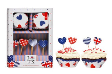 I Love UK 24 Cupcake Cases & 24 Cake Paper