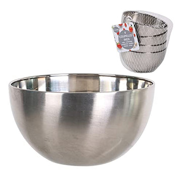 Set of 4 Stainless Steel Food Preparation Bowls Kitchen