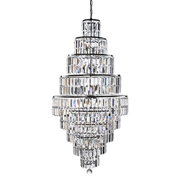 Empire 13 Light Polished Chrome Chandelier With Clear Bevelled Glass Trimmings