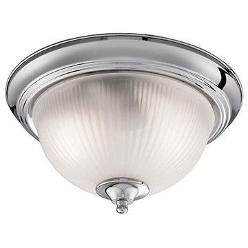 American Diner Satin Silver & Acid Glass IP44 Flush