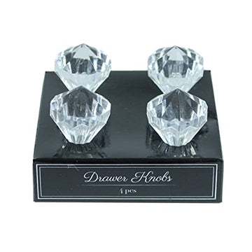 Set of 4 Clear Round Shaped Crystal Effect Doorknobs