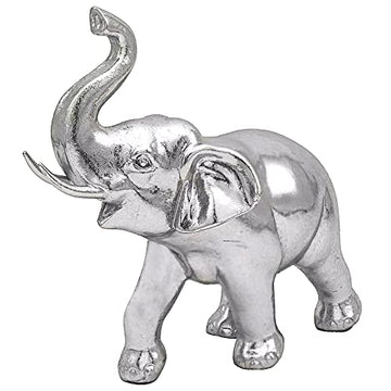 Silver Art Resin Standing Elephant Pet Home Ornament
