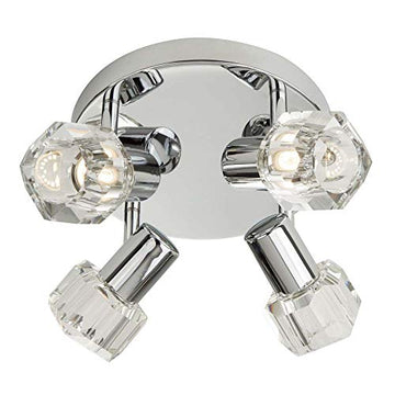 LED Triton 4 Lights Chrome Clear Glass Spotlight Plate Ceiling Light