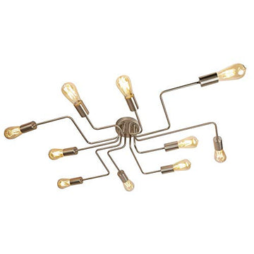 Circuit 10 Light Satin Silver Ceiling Flush