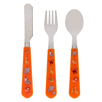 Orange Zoo Animals Cutlery Set for Kids