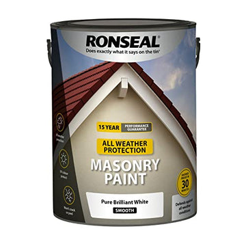 Ronseal Masonry All Weather Paint - 5L Pure Brilliant White