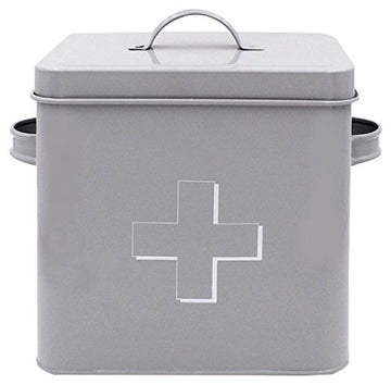 Grey First Aid Box Storage Tin