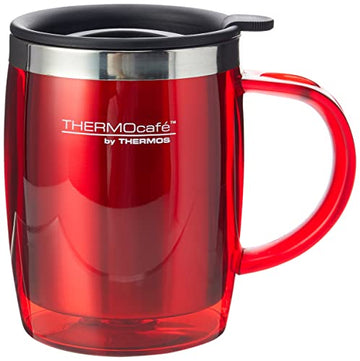 450ml Desk Mug Red Non Spill Insulated Coffee Tea Milk Cup