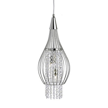 Rocket Chrome 2 Light Cage Frame Crystal Pendant
