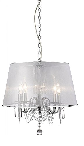 Venetian 5 Light Ceiling Pendant Light With White Violet Shade