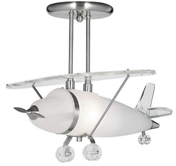Novelty Satin Silver , Acrylic & Glass Airplane Pendant