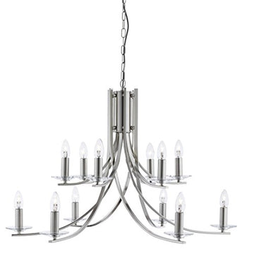 Ascona 12 Light Satin Silver & Clear Glass Sconce Chandelier