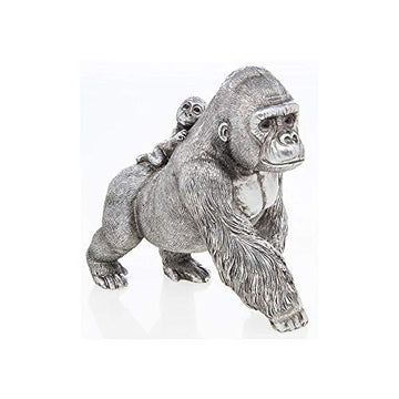 Silver Art Reflections Gorilla with Baby Animal Figurine