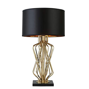 Ethan Marble Base With Black Drum Shade Table Lamp
