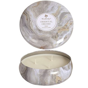 Oriental Orchid Scented Woodbridge Marble Candle Tin Jar
