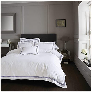 Embroidered GreyLuxury Hotel Collection Duvet Cover Bedding Set - Double