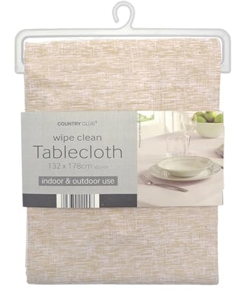 Linen Look Natural Dining Table Cloth 132x178cm - 4-6 people