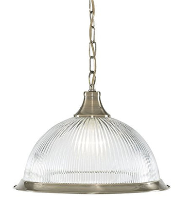 American Diner Antique Brass & Glass Ceiling Pendant