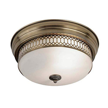 Edinburgh 2 Light Antique Brass With Opal Glass Flush